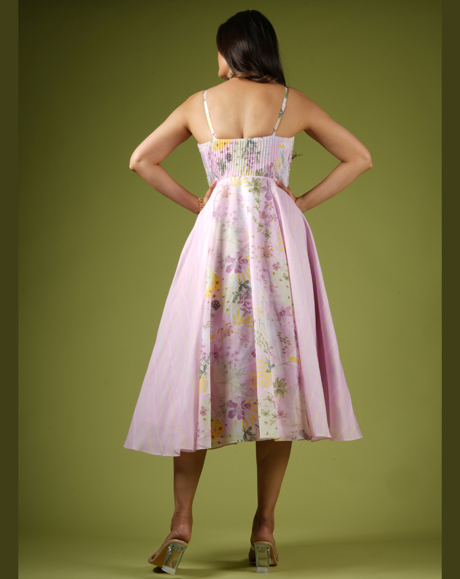 Pink Viscose Printed Dress