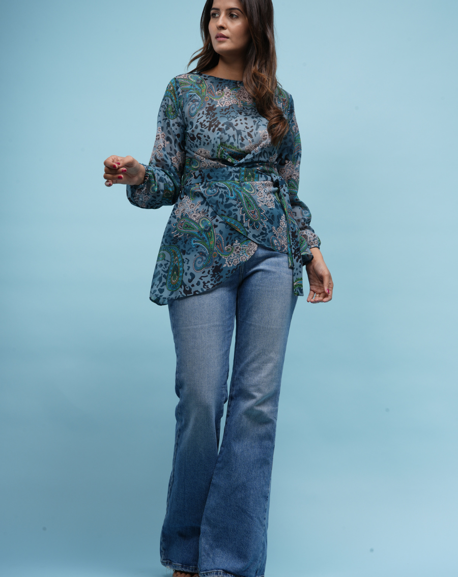 Paisley Blue Top In The Finest Georgette