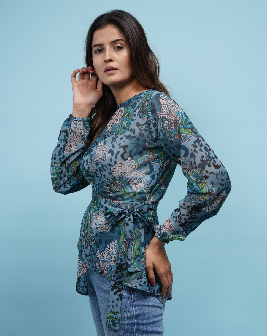 Paisley Blue Top In The Finest Georgette