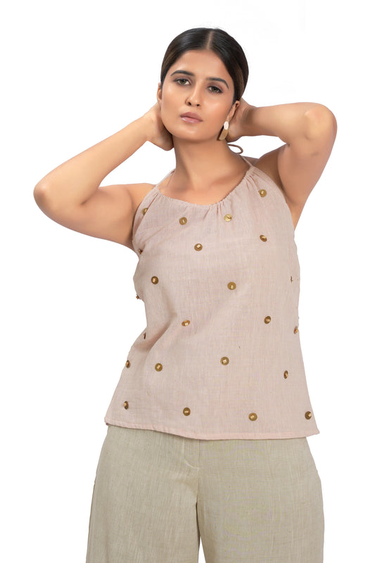 Peach Hand-Crafted Embroidered Top