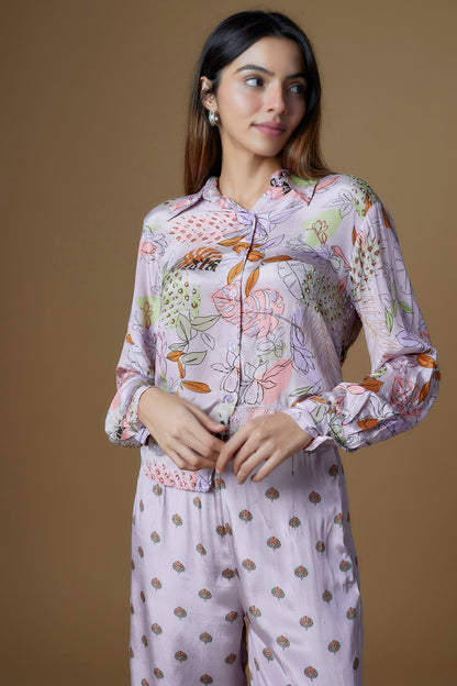 Onion Pink Crape Printed & Embroidered Co-Ord Set